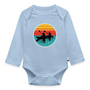 Sunset Kayak Duo Circle - Organic Longsleeve Baby Bodysuit - light blue - Front