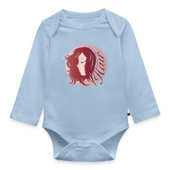 Elegant feminine profile with stylish hairstyle - Organic Longsleeve Baby Bodysuit - light blue - Front