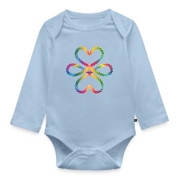Colorful Cord Heart Symbol - Love & Connection - Organic Longsleeve Baby Bodysuit - light blue - Front
