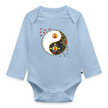Yin Yang Tao with Buddha - Organic Longsleeve Baby Bodysuit - light blue - Front