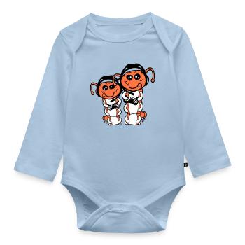 2 gamer caterpillar nerd gaming controller console game - Organic Longsleeve Baby Bodysuit - light blue - Front