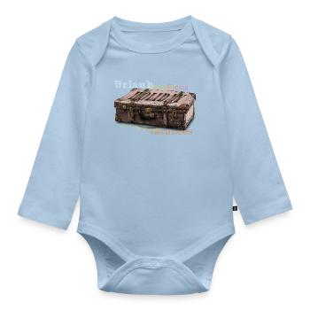 Vintage suitcase with travel vocabulary - Organic Longsleeve Baby Bodysuit - light blue - Front