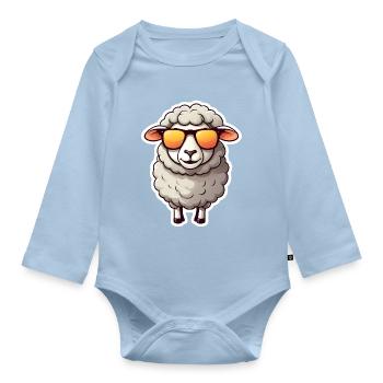 Mouton décontracté avec des lunettes de soleil - Body Bébé bio manches longues - bleu clair - Devant