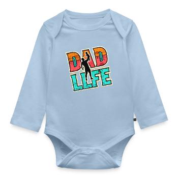 Papa Leben, Vaters Geschenk - Baby Bio-Langarm-Body - Hellblau - Vorne