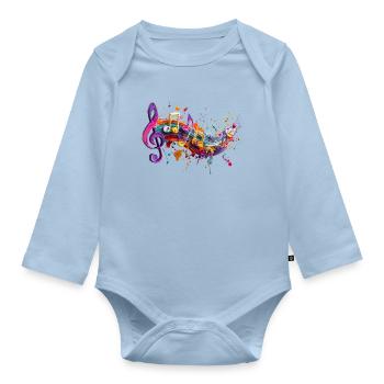 Magie des couleurs Mélodies Motenschlüssel Illustration - Body Bébé bio manches longues - bleu clair - Devant