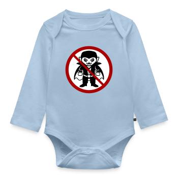 Not a vampire! Funny prohibition sign Halloween - Organic Longsleeve Baby Bodysuit - light blue - Front