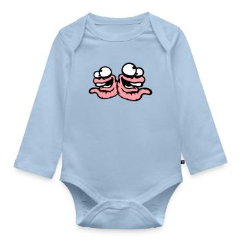 Worms Laughing Duo Crazy Squinting Silly Team - Organic Longsleeve Baby Bodysuit - light blue - Front