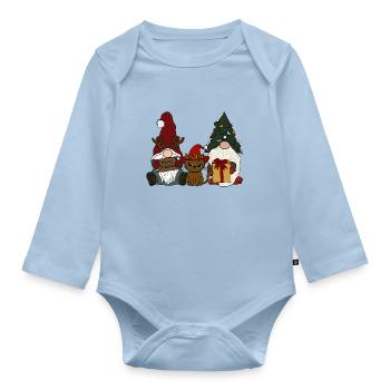 Wichtel mit Katze - Baby Bio-Langarm-Body - Hellblau - Vorne