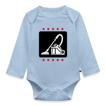 Staubsauger Putzen - Baby Bio-Langarm-Body - Hellblau - Vorne