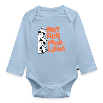 Not our Problama 3 Lamas Freunde Team Sonnenbrille - Baby Bio-Langarm-Body - Hellblau - Vorne