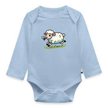 Lamb mutton in the meadow - Organic Longsleeve Baby Bodysuit - light blue - Front