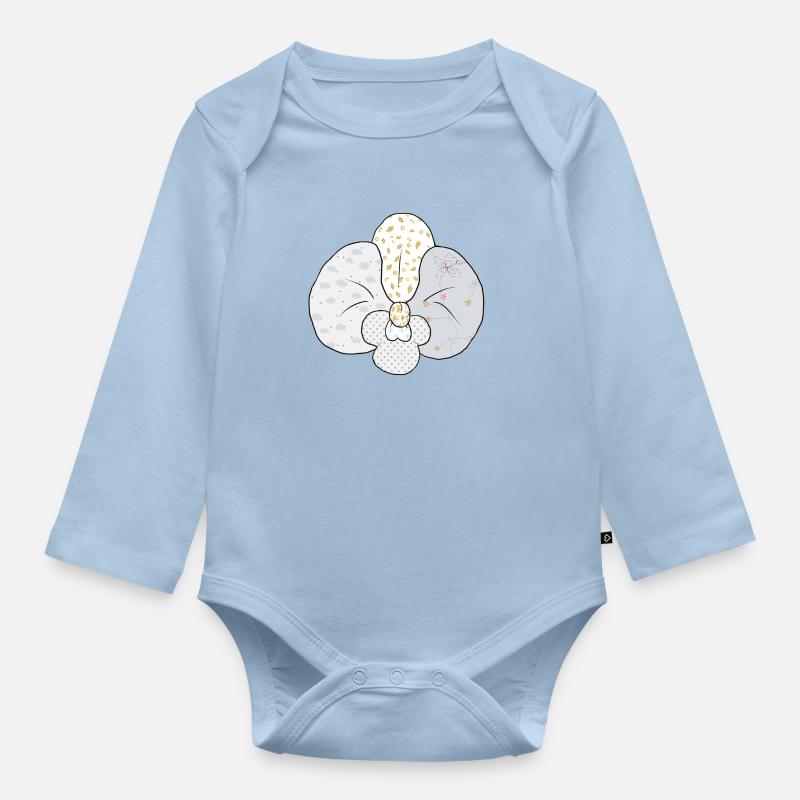 Weisse_Musterorchidee - Body Bébé bio manches longues - bleu clair