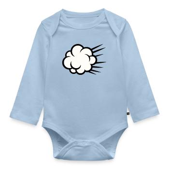Cloud Burst Cartoon - Organic Longsleeve Baby Bodysuit - light blue - Front