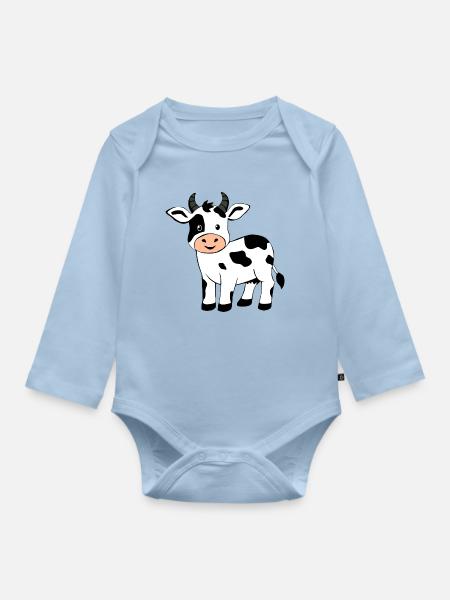 lustige Kuh T-shirt Geschenk Bauern - Baby Bio-Langarm-Body - Hellblau