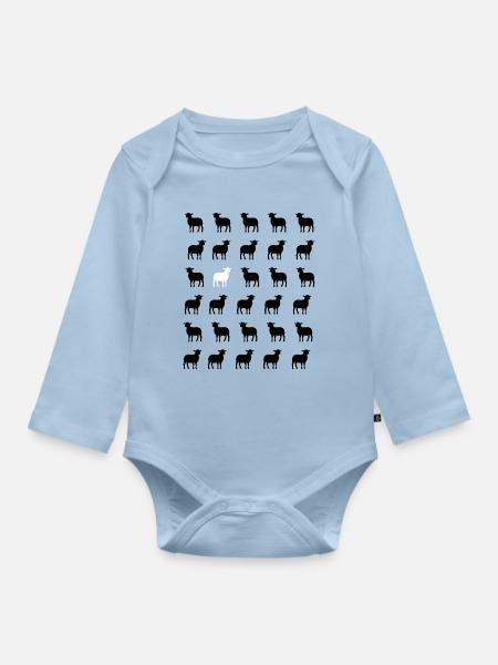 Schwarz-Weißes Schaf - Baby Bio-Langarm-Body - Hellblau