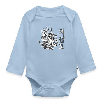 Taekwondo Dragon – Asian martial arts design - Organic Longsleeve Baby Bodysuit - light blue - Front