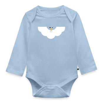 Cuddly Cloud Face - Organic Longsleeve Baby Bodysuit - light blue - Front