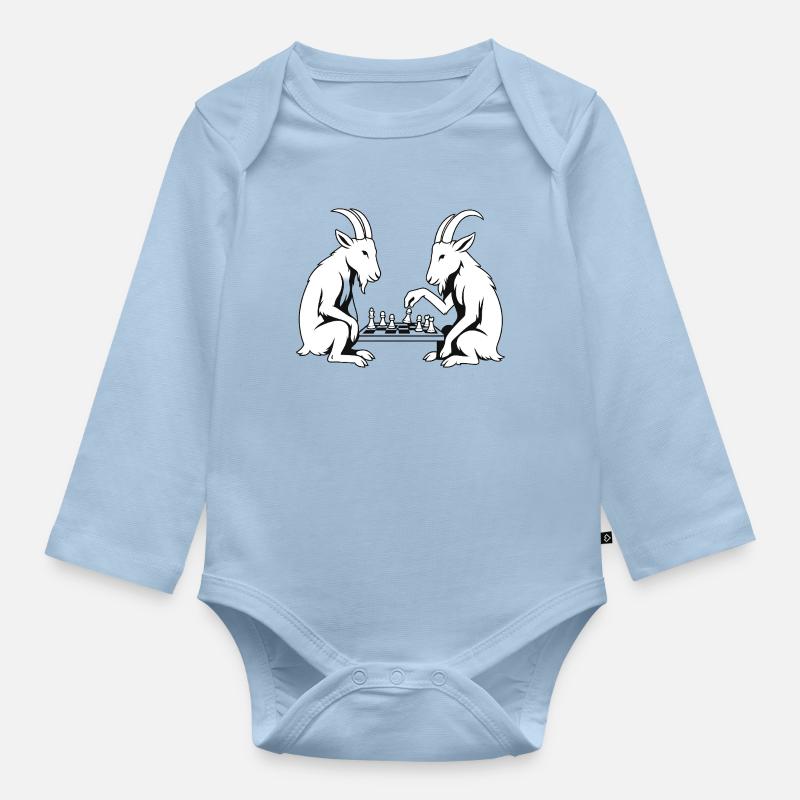 Échec et mat, Édition Chèvre - Body Bébé bio manches longues - bleu clair