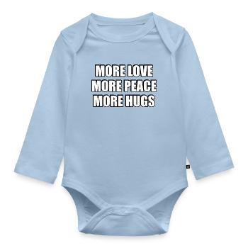 Plus d’amour Plus de paix Plus de câlins - Body Bébé bio manches longues - bleu clair - Devant