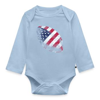 Patriotischer amerikanischer Flaggenfußball Rugbyball-Kunst - Baby Bio-Langarm-Body - Hellblau - Vorne