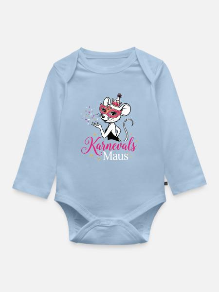 Karnevals Maus - Kölsche Mädche , Tierkostüm - Baby Bio-Langarm-Body - Hellblau
