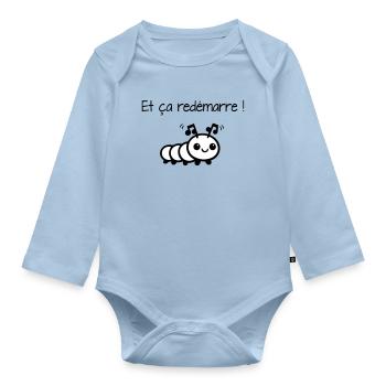 And it starts again! - Organic Longsleeve Baby Bodysuit - light blue - Front