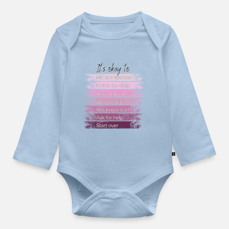 Il est normal de recommencer. - Body Bébé bio manches longues - bleu clair
