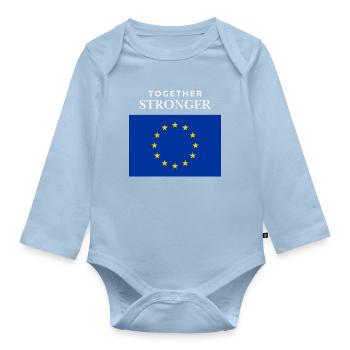Stronger together EU flag - Organic Longsleeve Baby Bodysuit - light blue - Front