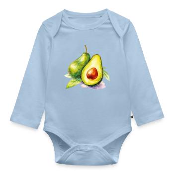 Avocado Aquarell Frische - Baby Bio-Langarm-Body - Hellblau - Vorne