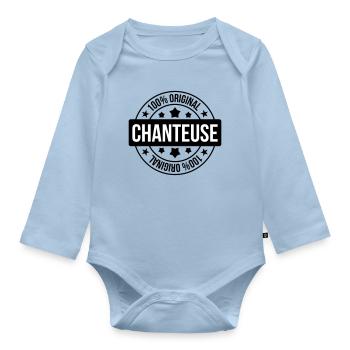 Sänger – Gesang – Lied - Baby Bio-Langarm-Body - Hellblau - Vorne