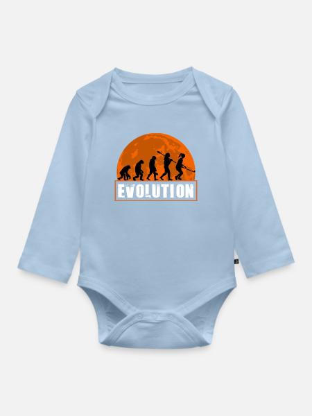 Field Hockey Evolution Silhouette Sunset - Baby Bio-Langarm-Body - Hellblau