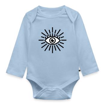 All-Seeing Eye Shine - Organic Longsleeve Baby Bodysuit - light blue - Front