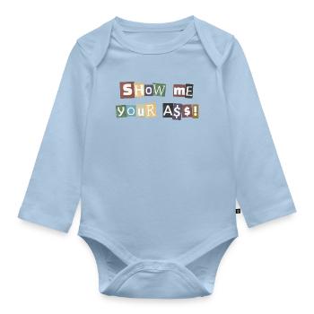 SYMA Letter Collage - Baby Bio-Langarm-Body - Hellblau - Vorne