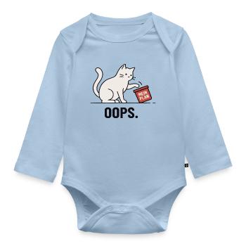 My plan... Oops – Funny Cat - Organic Longsleeve Baby Bodysuit - light blue - Front