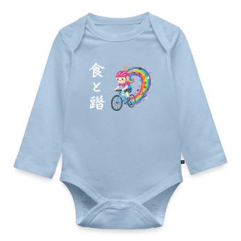 Rainbow Ride: Foodie Trail Cyclist - Organic Longsleeve Baby Bodysuit - light blue - Front