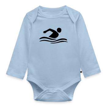 Nageurs nageurs - Body Bébé bio manches longues - bleu clair - Devant
