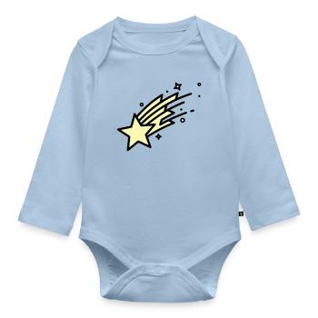 Sternschnuppe Komet Comic - Baby Bio-Langarm-Body - Hellblau - Vorne