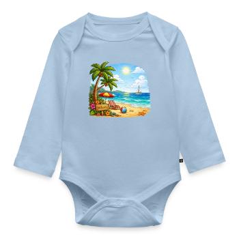 Willkommen am Tropenstrand - Baby Bio-Langarm-Body - Hellblau - Vorne