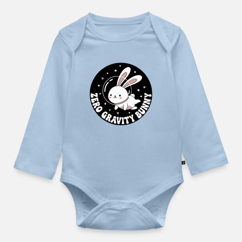 Zero Gravity Bunny - Organic Longsleeve Baby Bodysuit - light blue