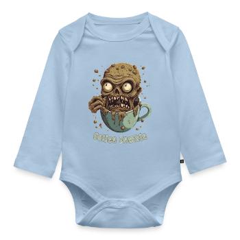 Coffee Monster - Caffeine Zombie - Morning Grouch - Organic Longsleeve Baby Bodysuit - light blue - Front