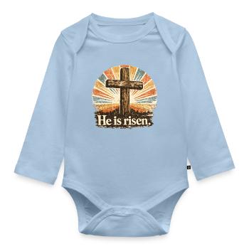 Il est ressuscité - Body Bébé bio manches longues - bleu clair - Devant