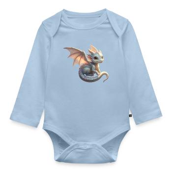 Little Cute Dragon - Organic Longsleeve Baby Bodysuit - light blue - Front