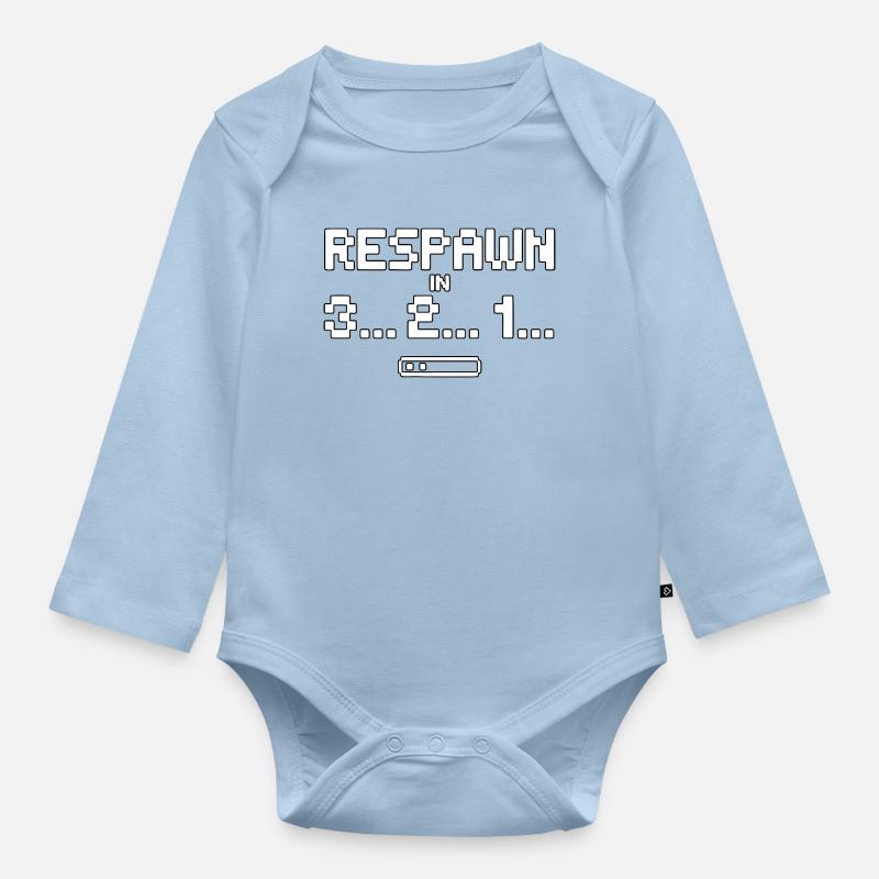 Respawn Countdown Pixelkunst - Baby Bio-Langarm-Body - Hellblau