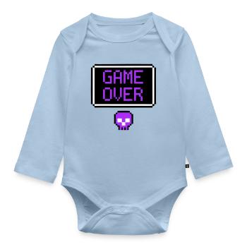 Game Over Skull Pixel Art - Organic Longsleeve Baby Bodysuit - light blue - Front