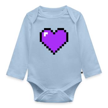 Pixel Heart 8-Bit Health - Organic Longsleeve Baby Bodysuit - light blue - Front