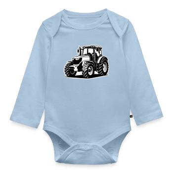 Tracteur / Tracteur / Tracteur (2 couleurs) - Body Bébé bio manches longues - bleu clair - Devant