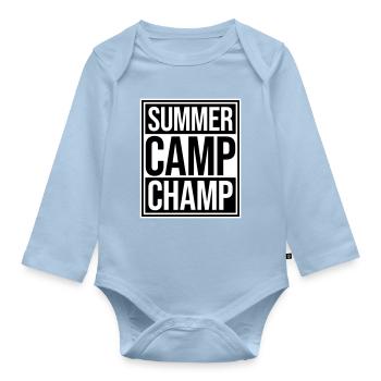 Summer Camp Champ Fun Kids Outdoor Adventure - Organic Longsleeve Baby Bodysuit - light blue - Front