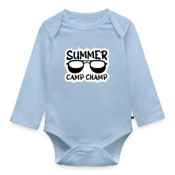 Summer Camp Champ Fun Kids Outdoor Adventure - Organic Longsleeve Baby Bodysuit - light blue - Front