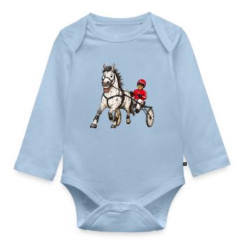 Traber lustig - Baby Bio-Langarm-Body - Hellblau - Vorne