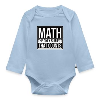Les mathématiques La seule matière qui compte Nerd Mathe Logo - Body Bébé bio manches longues - bleu clair - Devant